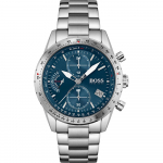 BOSS Pilot Edition Chrono Sinise sihverplaadiga H&otilde;bedane metallist Meeste kvartskell 1513850 sinine