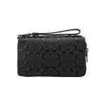 Coach Kahekordne T&otilde;mblukuga Rahakott 20 Monogrammiga Reljeefne Nahast Sidur Meeste Rahakott Must 67637-QBBK Basic Set (Bag+Dust Bag)