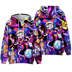 H&auml;mmastav Digital Circus Anime Hoodie Graafilise tr&uuml;kiga dressipluusid Juhuslikud High Street Oversize pulloverid Meeste naiste pikkade varrukatega kampsun XS black