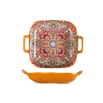 Lauan&otilde;ud Binauraalne K&auml;epide Boheemlaslik Keraamiline Taldrik Ruudukujuline Retro Salatiroog V&auml;rviline Puuviljataldrik Mikrolaineahju Premium gray