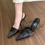 Terava ninaga naiste sandaalid, moekad k&otilde;rge kontsaga kingad, suvine uus 2024, seksikad pl&auml;tud, elegantsed slingback-pumbad, kleit 35 must