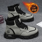 Talvised meeste saapad Pl&uuml;&uuml;sist Soojad Lumesaapad Moodsad K&otilde;rge s&auml;&auml;rega saapad PU nahast Vabaaja saapad Pluss sametist Soojad puuvillased saapad Botas Hombre 39 roheline