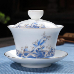 180ml Valge Portselan K&auml;sitsi Maalitud Kuldne Teekann Savist Gaiwan Teekausi jaoks Shen Puer Supp Kaane ja Tassidega Gai Wan Gaiwan ja Tassid 180ml