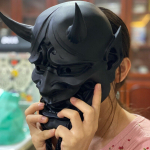 T&auml;iskasvanute unisex Halloween Jaapani pitseeritud Prajna Devil Hannya Noh Kabuki deemon Oni Samurai t&auml;isn&auml;omask Must Sinine Punane