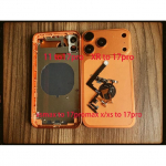 12 stiili 17 Pro Tagumine Aku korpus iPhone XR-ile kuni 17PRO LITE 17 PRO Max korpusele Aku kate Keskmine raam SIM-kaardi sahtliga XR TO 17 PRO oranž