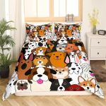 Prantsuse buldogi voodipesukomplekt Multikad Kutsikad Laste Voodiriided Armas teki-/tekikott ja padjap&uuml;&uuml;r Kawaii poisid, t&uuml;drukud 135x200cm