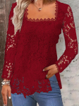 Naiste mood ruudukujuline kaelusega pitss&auml;rk pikkade varrukatega pullover Elegantne mugav naiste &uuml;hev&auml;rviline &uuml;laosa XL punane