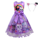 Laste Gabby kost&uuml;&uuml;m m&uuml;tsi, koti, peapaela, G-Gabbys-Dollhouse riiete, Mercat kleidi, loomade, naeratava kassi, auto, Gaby t&uuml;druku kleidiga 140(9-10Years) purple