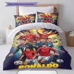 CR7 plakat Voodipesu Tekikomplekt Tekikate Padjap&uuml;&uuml;r Kodu kaunistus S&uuml;nnip&auml;evakingitus (1 * tekikott + 2 * padjap&uuml;&uuml;ri, ilma s&uuml;damikuta) 135x200cm beige