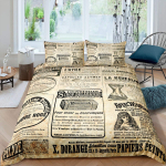 Vana Ajaleheduunikatete komplekt Vintage Prantsuse Voodipesukomplekt Pruun Tekikate Lastele Poistele T&uuml;drukutele Teismelistele Pol&uuml;ester Tekikate 135x200cm