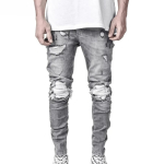 BeatStreet Samlona Jeans Meeste Mood Kitsad Denim P&uuml;ksid Meeste T&auml;navamood Uued Plaastert&ouml;&ouml;d Demin P&uuml;ksid Seksikad Jeansid Sinised Hallid Sigaretip&uuml;ksid XXL gray