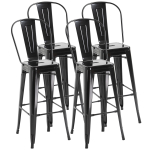 4 baaritooli komplekt K&ouml;&ouml;k T&ouml;&ouml;stuslik Hommikus&ouml;&ouml;k Bistroo Kohvik Metallraam Eemaldatav seljatugi Must 44 x 49 x 116 cm