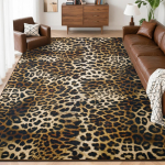 Masinpestav gepardimustriga vaip, libisemiskindel madala karvaga siseruumide p&otilde;randakate looman&auml;oga, vaip magamistuppa, s&ouml;&ouml;gituppa, pesuruumi, k&ouml;&ouml;ki 180x200CM