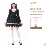 Nunnakost&uuml;&uuml;mikleit naistele Halloweeni jaoks Vampiir Gooti Kummitus Kost&uuml;&uuml;m Pol&uuml;ester M black