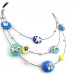 Les Tr&eacute;sors De Lily [H4413] - Collier Cr&eacute;ateur 'Liberty' bleu sinine