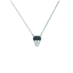 Les Tr&eacute;sors De Lily [J0860] - Collier Argent 'T&ecirc;te de Mort' noir blanc (rhodi&eacute;) - 10x7 mm must