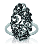 Bague Argent 'Sissi' noir argent&eacute; - 27 mm 52 must
