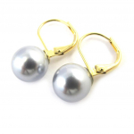 Les Tr&eacute;sors De Lily [M7109] - Dormeuses Plaqu&eacute; Or 'Perla' Gris (10 mm) kuld