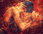 5D iseteemantmaal  Abstract Lover Kiss  v&auml;rv teemanttikandiga mosaiikkiviga 20X30CM