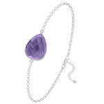 Les Tr&eacute;sors De Lily [R1034] - Bracelet argent artisanal 'Mineralia' am&eacute;thyste argent&eacute; - 18x14 mm lilla