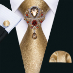 Luksuslik lips prossiga meestele Paisley Solid Formaalne siidist kaelaside Hanky ​​mansetin&ouml;&ouml;pide komplekt N-0532