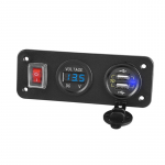12V 24V Dual QC3.0 USB auto kiirlaadija pistikupesa paneel LED Voltmeeter ON Off l&uuml;liti sinine