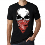 Graafiline meeste T-s&auml;rk &ndash; Gang Skull &ndash; punase salliga s&auml;rk f&auml;nnidele XS must