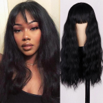 MISS PARUKAS Deep Wave must parukas, s&uuml;nteetilisest juustest parukas Bangs, naiste parukas Kuumakindel parukas 24  Cosplay