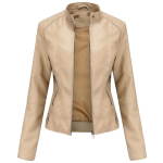 Naiste kunstnahast rattajope PU mootorratta vabaaja lukuga &otilde;huke mantel k&auml;rbitud v&otilde;idus&otilde;itja Moto pommitaja &uuml;ler&otilde;ivad suures suuruses S-4XL &uuml;lem&otilde;&otilde;duline mood uus M aprikoosi