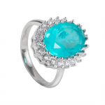 Gica Gema Classic 925 Sterling H&otilde;bedane Rohelised Sinised S&otilde;rmused Luksuslikud Paraiba Ovaalse Kuju Peene S&otilde;rm Ehted Pulma Kingitus Naistele US 6 sinine