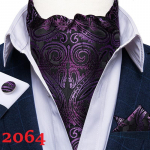 Meeste Ascot Lips Sinine Punane Cravat &auml;rile Paisley Silk Tie Hanr&auml;tik Mansetin&ouml;&ouml;bid Lipsukomplekt DibanGu AS-2064