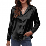 Naiste soliidne satiins&auml;rk, pikkade varrukatega n&ouml;&ouml;bid vabaaja s&auml;rgid XL must