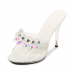 Naiste seksikad kontsad Sandaalid Moodsad kontsad T&uuml;drukutele kingad Suured kingad Jelly Slides 19861 seeria 11 cm kontsaga LFD 34 valge