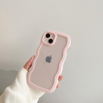 Moodne armas l&auml;bipaistev Curly Wave &uuml;mbris iPhone'ile 16 15 14 13 12 11 Pro Max X XR XS h&uuml;briid, p&otilde;rutuskindel kaitseraua kate Capa Aesthetic iPhone 11 Pro Max roosa
