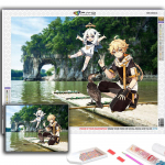 5D-teemantmaal Genshin Liyue m&auml;ng maastik DIY teemanttikandid kivikivist kodukaunistus Full Round 20X30CM