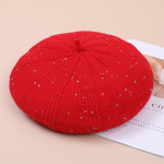 S&uuml;gis- ja talvine naiste baret pluss fliisist kootud talvem&uuml;ts &uuml;hev&auml;rviline naiste soe m&uuml;ts 56-58cm punane