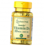 Vitamiin D3, kolekaltsiferool, vitamiin D3 400, Puritan's Pride 100tab (36367014) 100tab