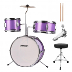 Ammoon 14-tolline 3-osaline laste trummikomplekt koos reguleeritava trooniga taldrikupedaali trummipulgadega muusikal lilla