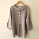 Puuvillane linane pluus Naiste soliidne Harajuku top vabaaja Jaapani nukukraega n&ouml;&ouml;bid kolme neljandiku varrukatega s&auml;rk S