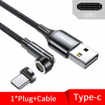 Essager 540 p&ouml;&ouml;rlev magnetkaabel 3A kiirlaadimise mikro-USB-t&uuml;&uuml;pi C-kaabel iPhone'i Xiaomi magnetlaadija telefoni andmesidejuhtme jaoks 2M Type C