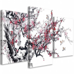Kolmeosalise pildiga l&otilde;uenditr&uuml;kk Cherry Blossom Japan Tree 60x40 valge/must