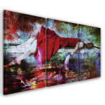 Kolmeosalise pildiga l&otilde;uenditr&uuml;kk Woman in red dress Abstract 60x40 punane