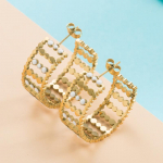 Naiste lihtsad C-kujulised k&otilde;rvar&otilde;ngad roostevabast terasest titaanist terasest tilguti&otilde;li kullav&auml;rvi geomeetrilised k&otilde;rvakaunistused OneSize valge