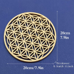 1 tk Chakra Flower of Life Looduslik s&uuml;mbol puidust &uuml;marate servadega ringid, nikerdatud rannaalus 20cm