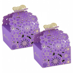 50 tk lillelised liblika kommikarbid Pulmateenindused, &scaron;okolaadist pakkekarbikott S&uuml;nnip&auml;evapeokott Beebi du&scaron;ikaunistused lilla