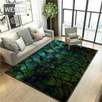 Luksuslik roheline vaip kaasaegsele diivanilauale elutoa 3D-p&otilde;randamatt linnusulgedega, tr&uuml;kitud magamistoaga vaibad, tugitoolimatt 120x160cm 1pcs