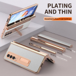 Anti-shock karastatud klaasist nahast &uuml;mbris Samsung Galaxy Z Fold4 Fold 4 5g Fold3 Fold2 Fold 3 2 Kickstand mobiiltelefoni kate for Samsung Z Fold 3 roheline