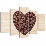 Viieosalise pildiga l&otilde;uendiprindiga Heart Coffee 100x70 pruun