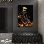 Musta ja kullatud Aafrika alasti naise &otilde;limaal l&otilde;uendil Plakatid ja tr&uuml;kised Seinakunstipildid elutoa sisekujunduseks 21X30cm No Frame