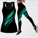 Crystal Ribbon Print Jooga komplekt naistele Mood Treening Retuusid Fitness Sport Vabaaja joogap&uuml;ksid L roheline